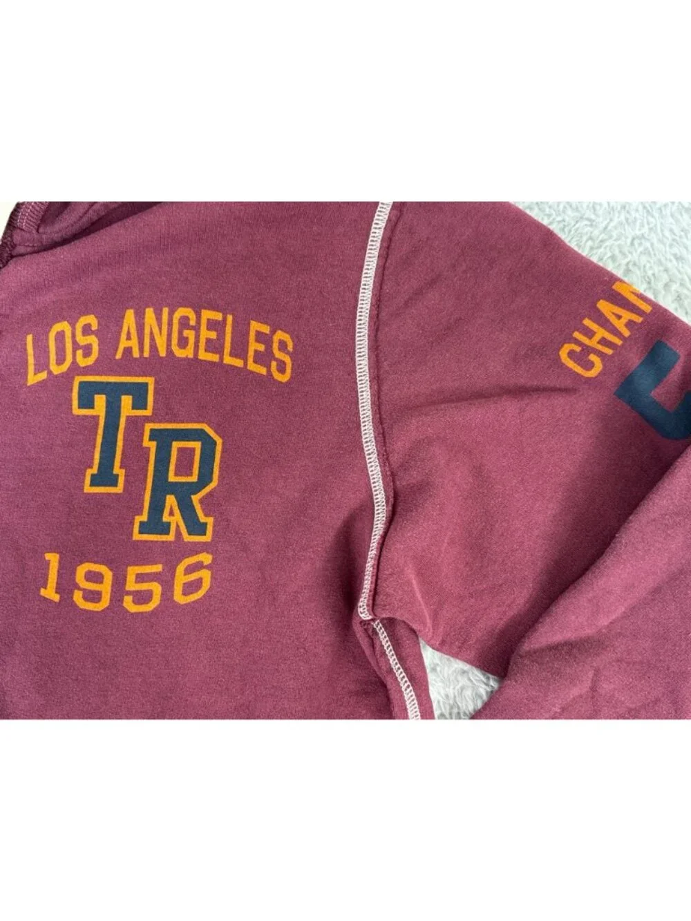 True Religion Maroon Hoodie Jacket Mens XXL Los Angeles 1956 Captains Retro